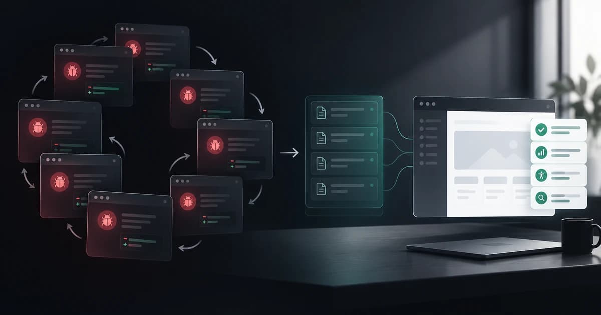Repeated vibe coding bugs becoming persistent design memory in an AI-built website workflow